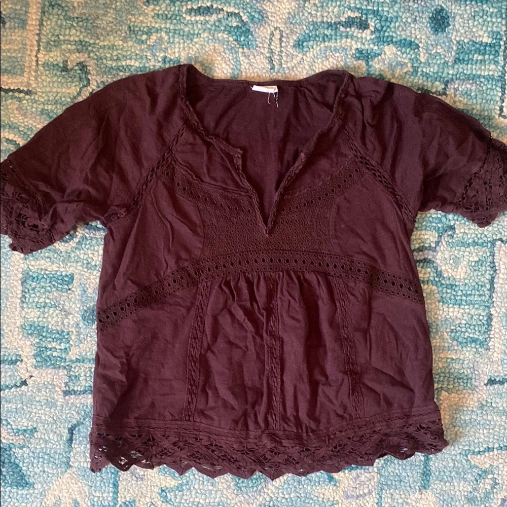 Purple Relaxed Ruffled Blouse - Picture 1 of 2